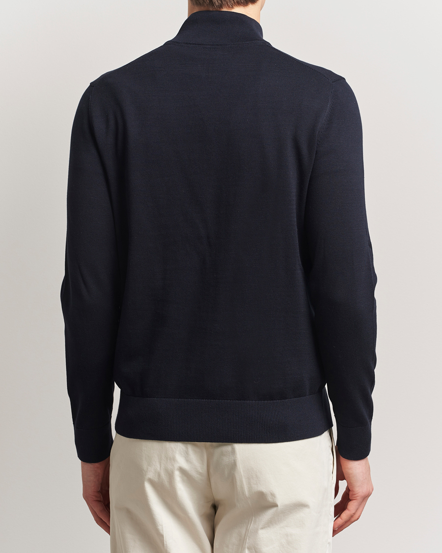 Herre | Gensere | Morris | Riley Cotton Half Zip Dark Blue