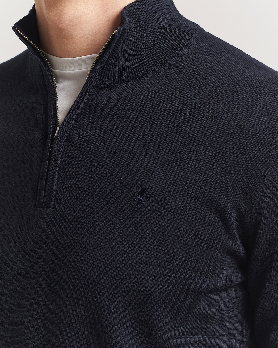 Herre | Gensere | Morris | Riley Cotton Half Zip Dark Blue
