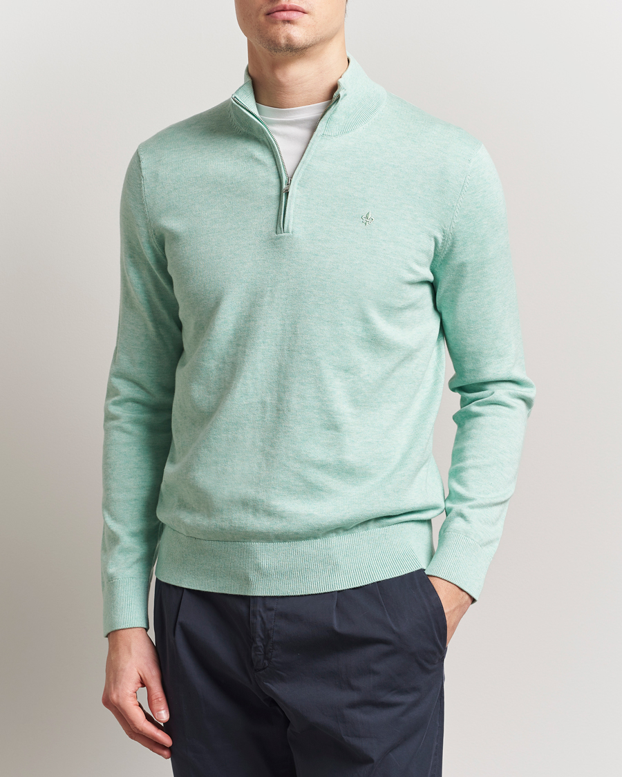 Herre | Gensere | Morris | Riley Cotton Half Zip Light Green
