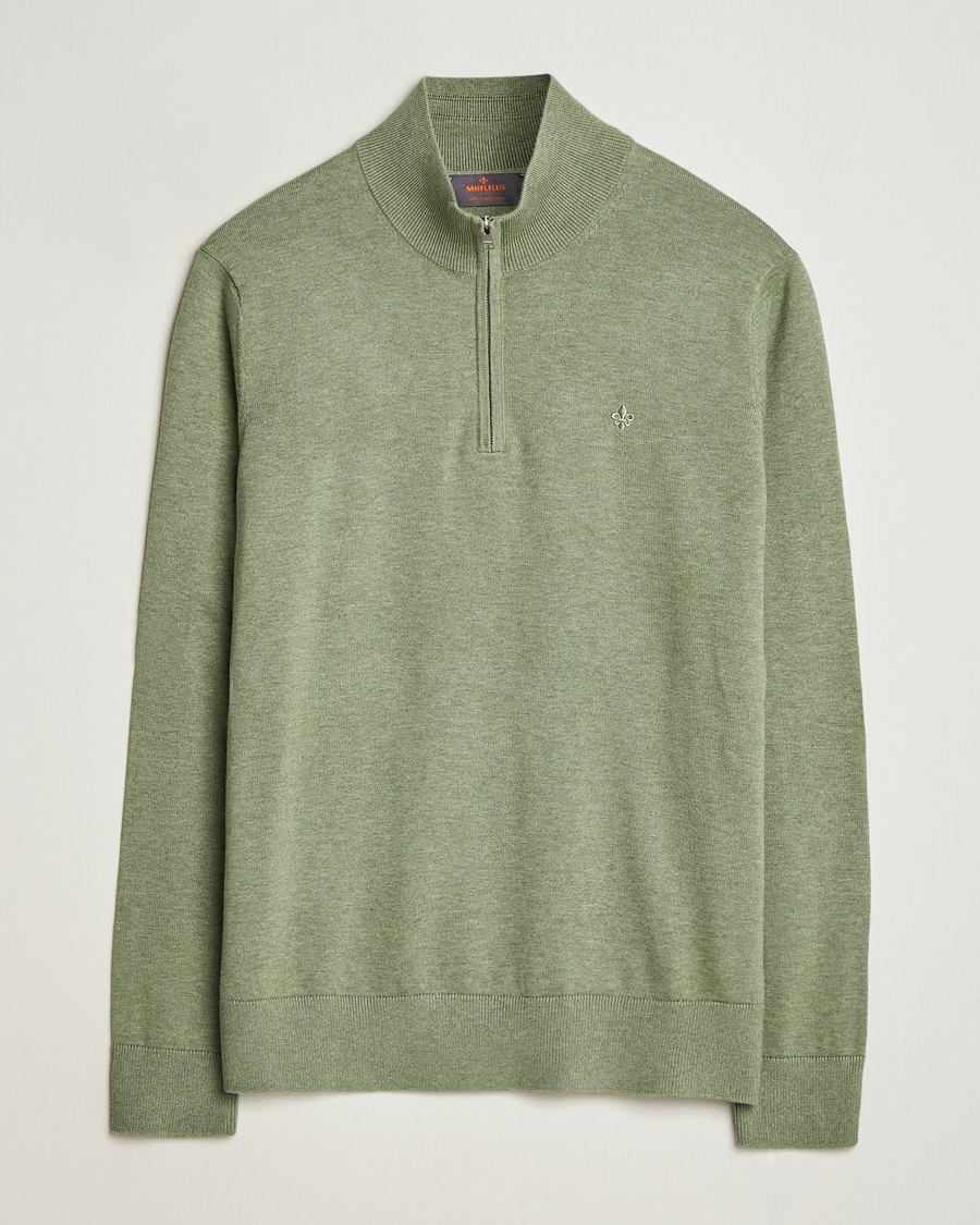 Herre | Gensere | Morris | Riley Cotton Half Zip Olive