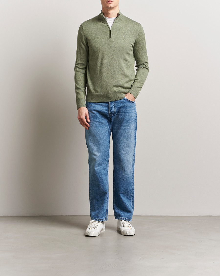 Herre | Gensere | Morris | Riley Cotton Half Zip Olive