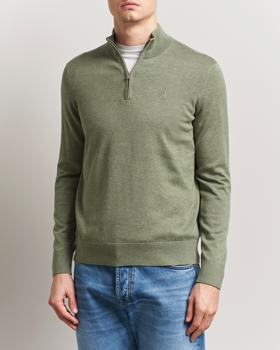 Herre | Gensere | Morris | Riley Cotton Half Zip Olive