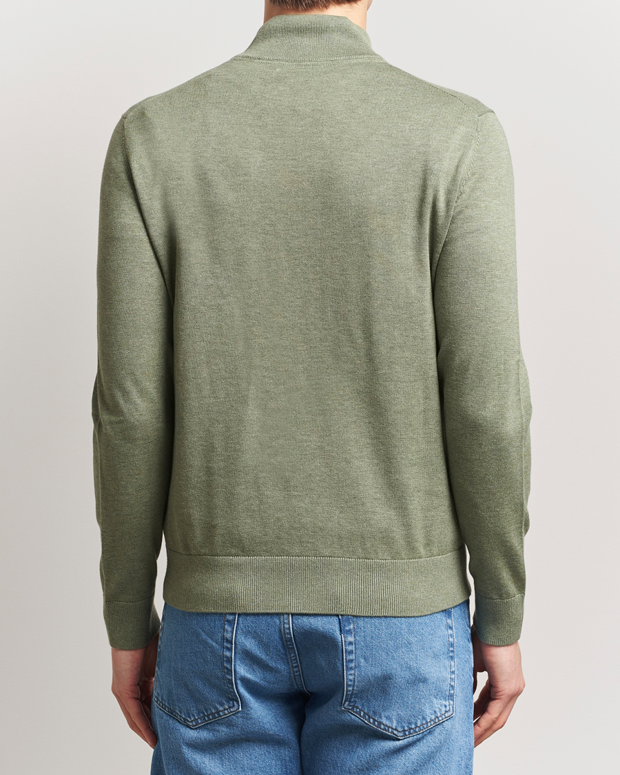 Herre | Gensere | Morris | Riley Cotton Half Zip Olive