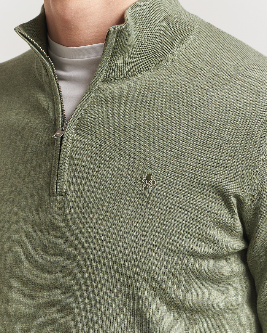 Herre | Gensere | Morris | Riley Cotton Half Zip Olive