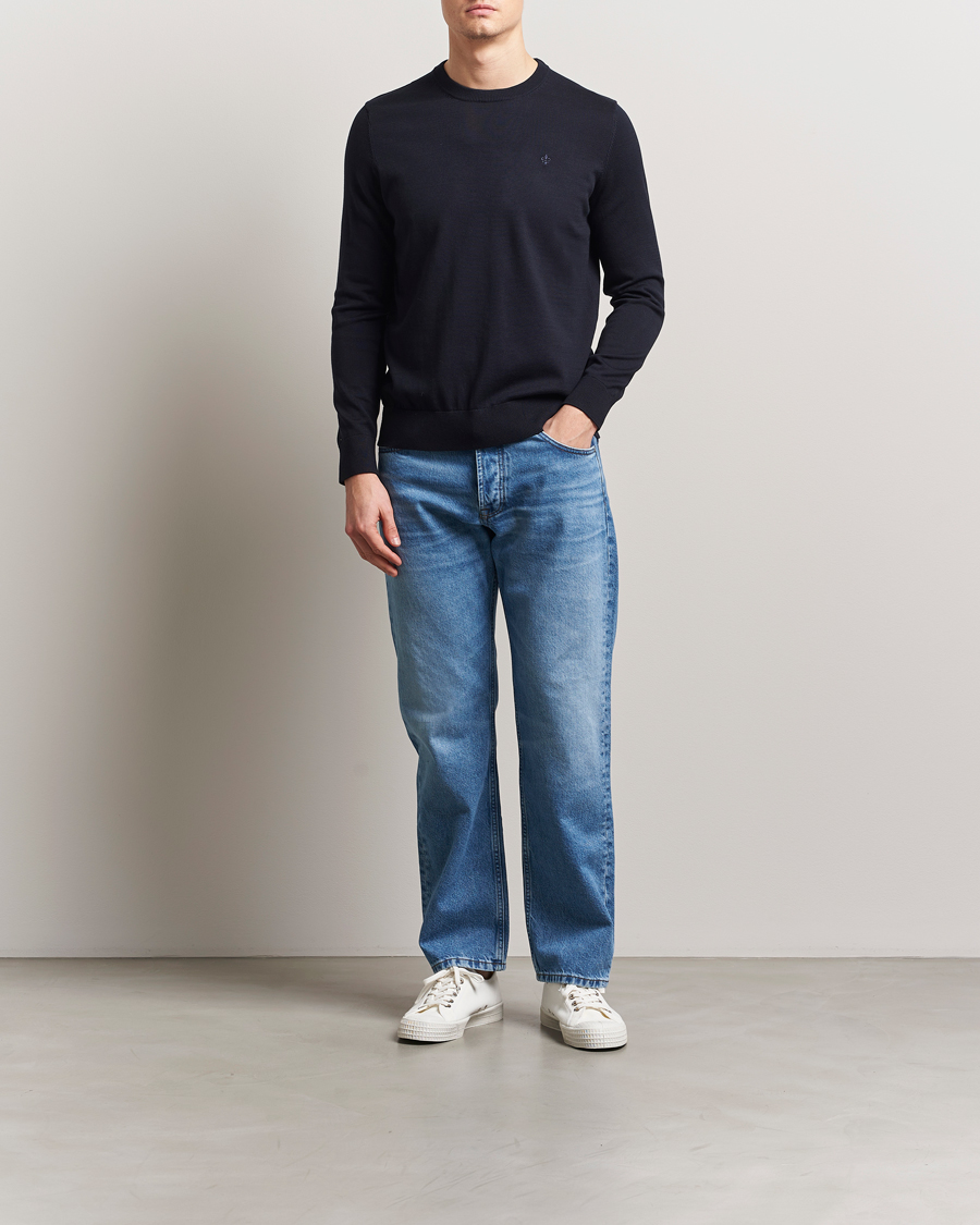 Herre | Gensere | Morris | Riley Cotton O-Neck Dark Blue