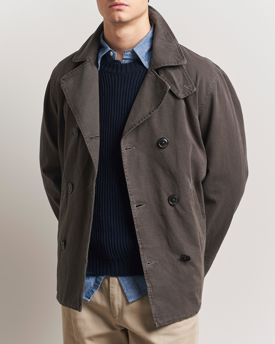Herre | Jakker | Baracuta | Garment Dyed Canvas Peacoat Faded Black