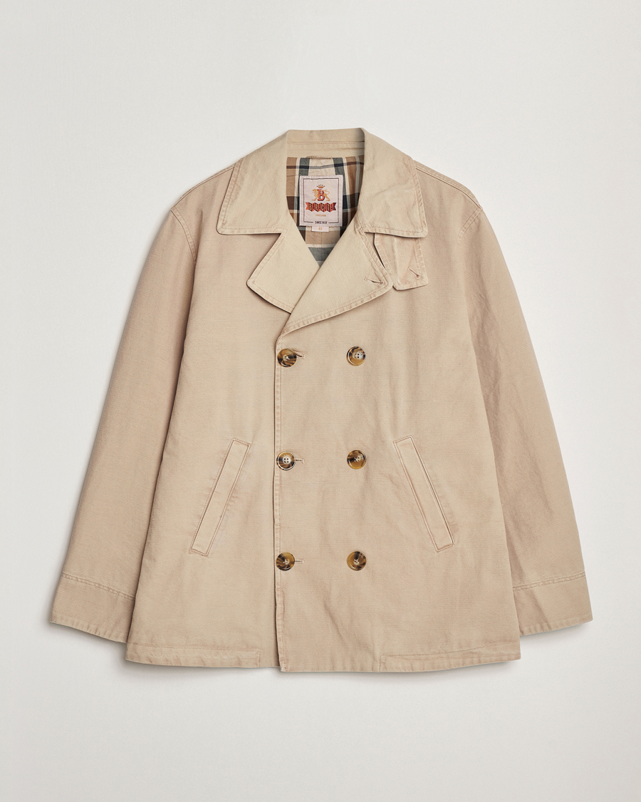 Herre | Jakker | Baracuta | Garment Dyed Canvas Peacoat British Khaki