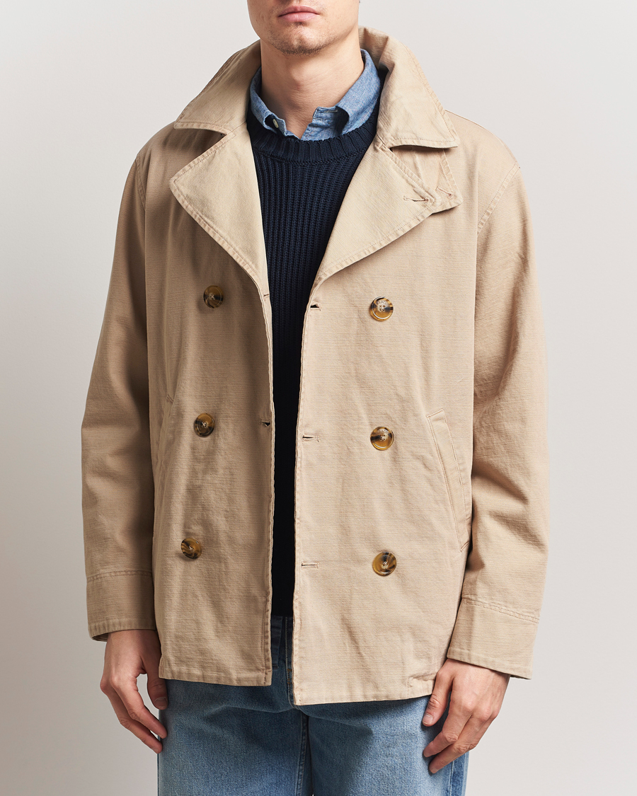 Herre | Jakker | Baracuta | Garment Dyed Canvas Peacoat British Khaki