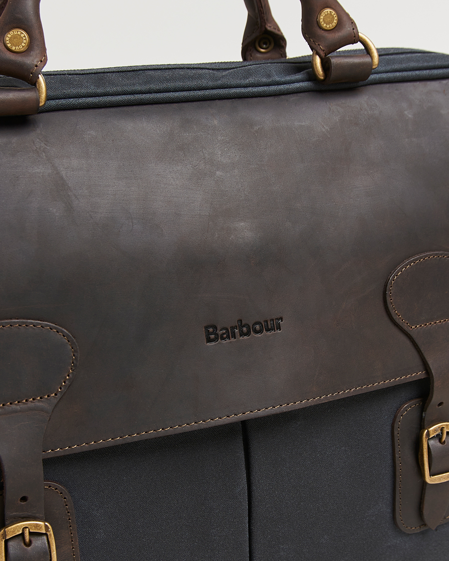 Herre | Barbour Lifestyle Wax Leather Briefcase Navy | Barbour Lifestyle | Wax Leather Briefcase Navy