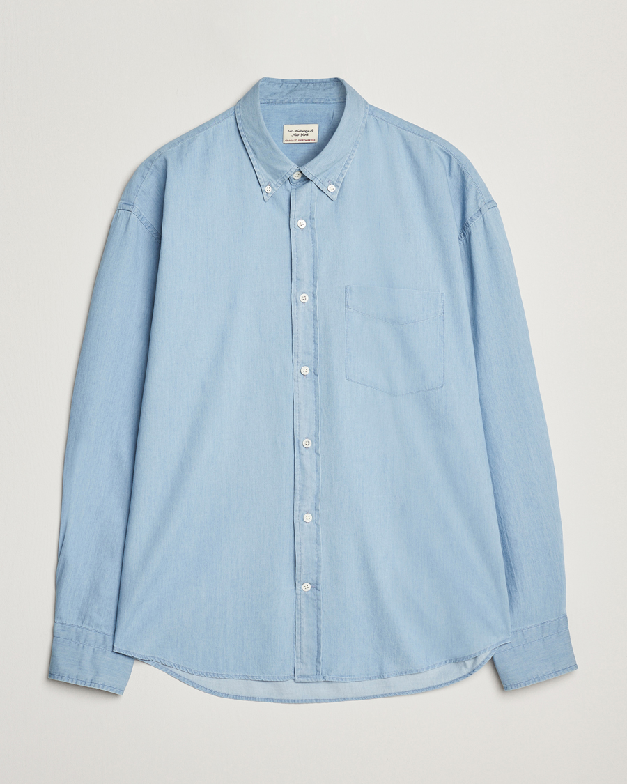 Herre | Skjorter | GANT 240 Mulberry Street | Oversized Lux Indigo Shirt Light Blue