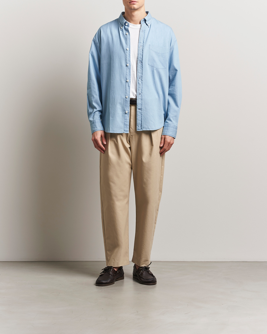 Herre | Skjorter | GANT 240 Mulberry Street | Oversized Lux Indigo Shirt Light Blue