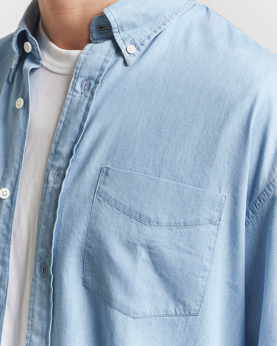 Herre | Skjorter | GANT 240 Mulberry Street | Oversized Lux Indigo Shirt Light Blue