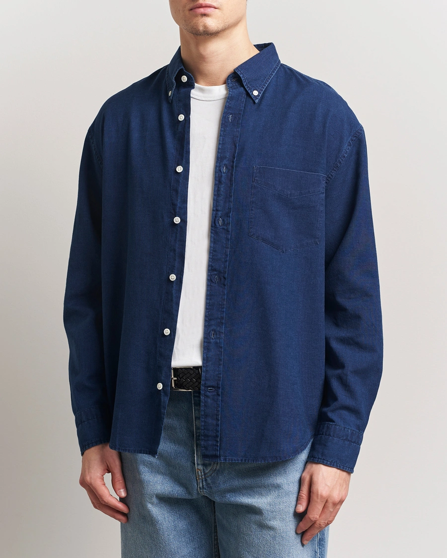 Herre | Skjorter | GANT 240 Mulberry Street | Relaxed Fit Oxford Shirt Dark Indigo