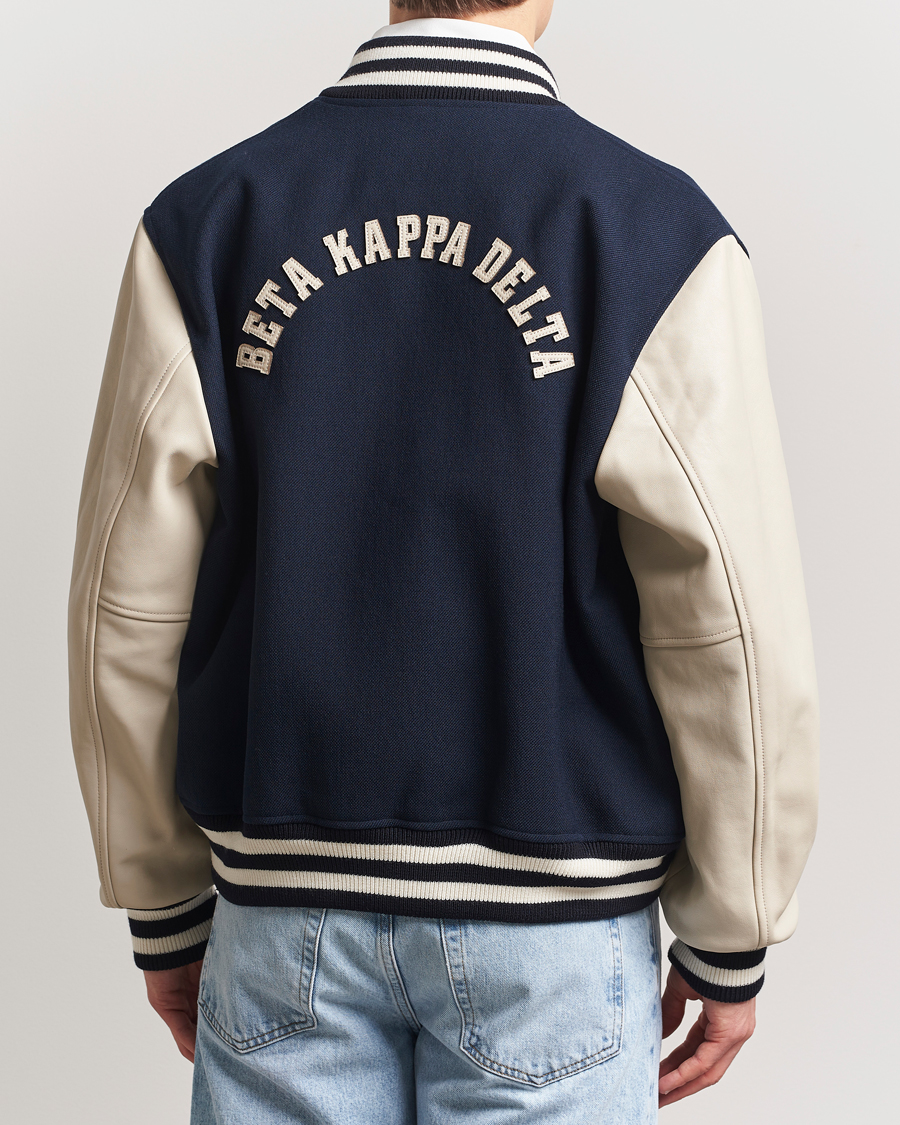 Herre | Jakker | GANT 240 Mulberry Street | Leather Mix Varsity Jacket Navy