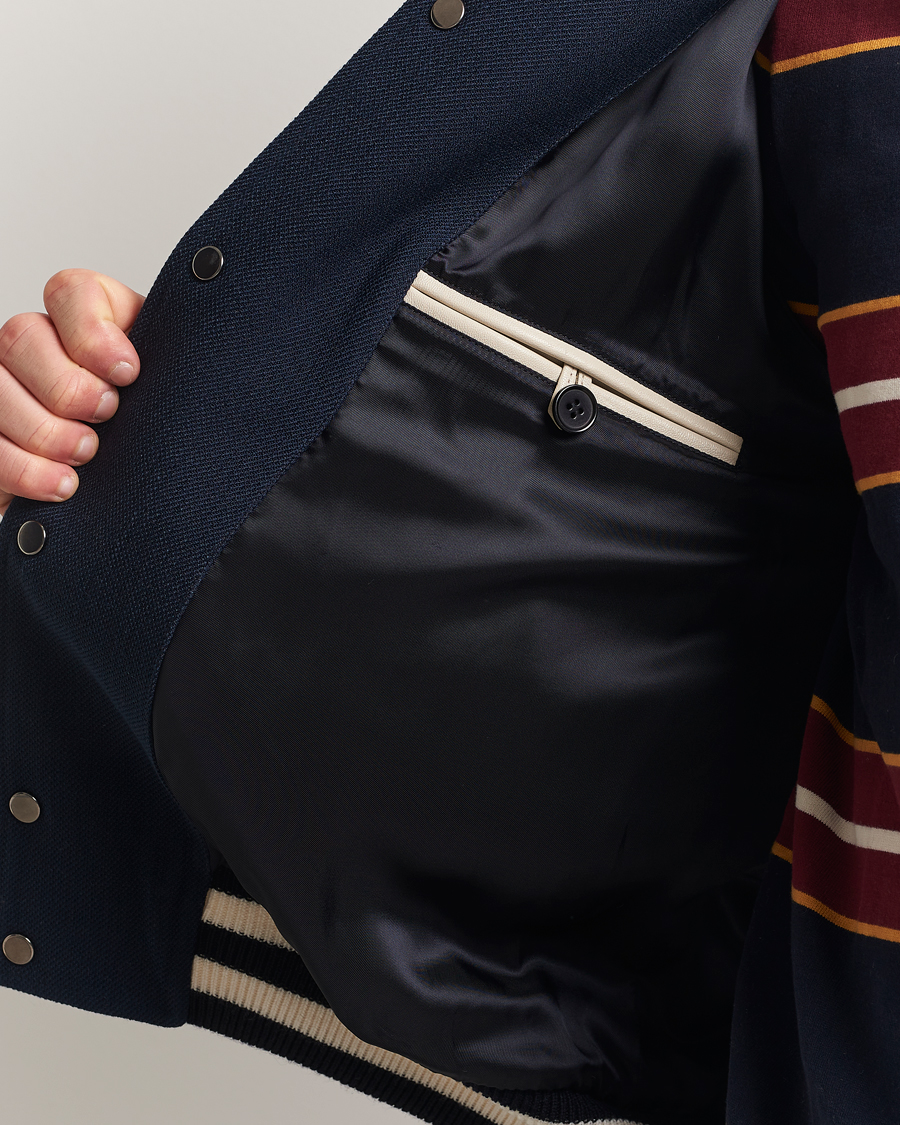 Herre | Jakker | GANT 240 Mulberry Street | Leather Mix Varsity Jacket Navy
