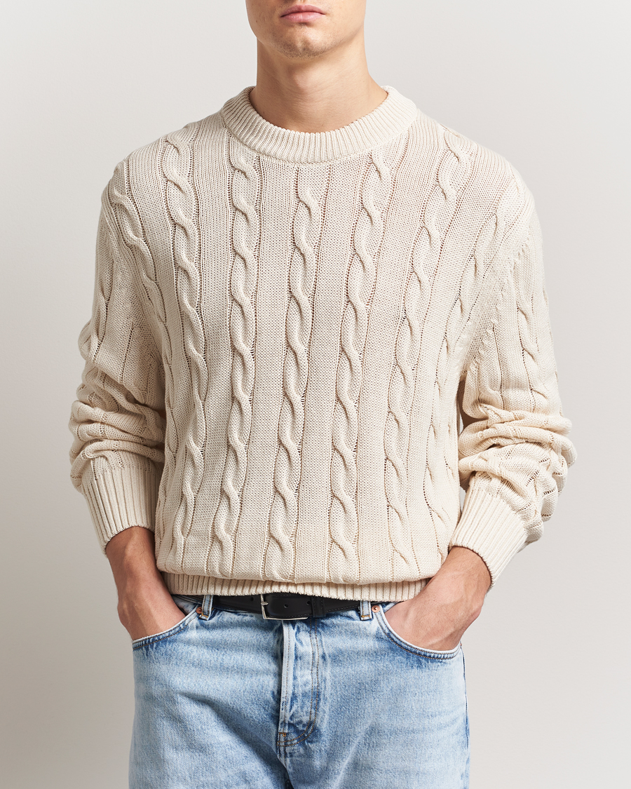 Herre | Gensere | GANT 240 Mulberry Street | Cable Crew Neck Sweater Cream