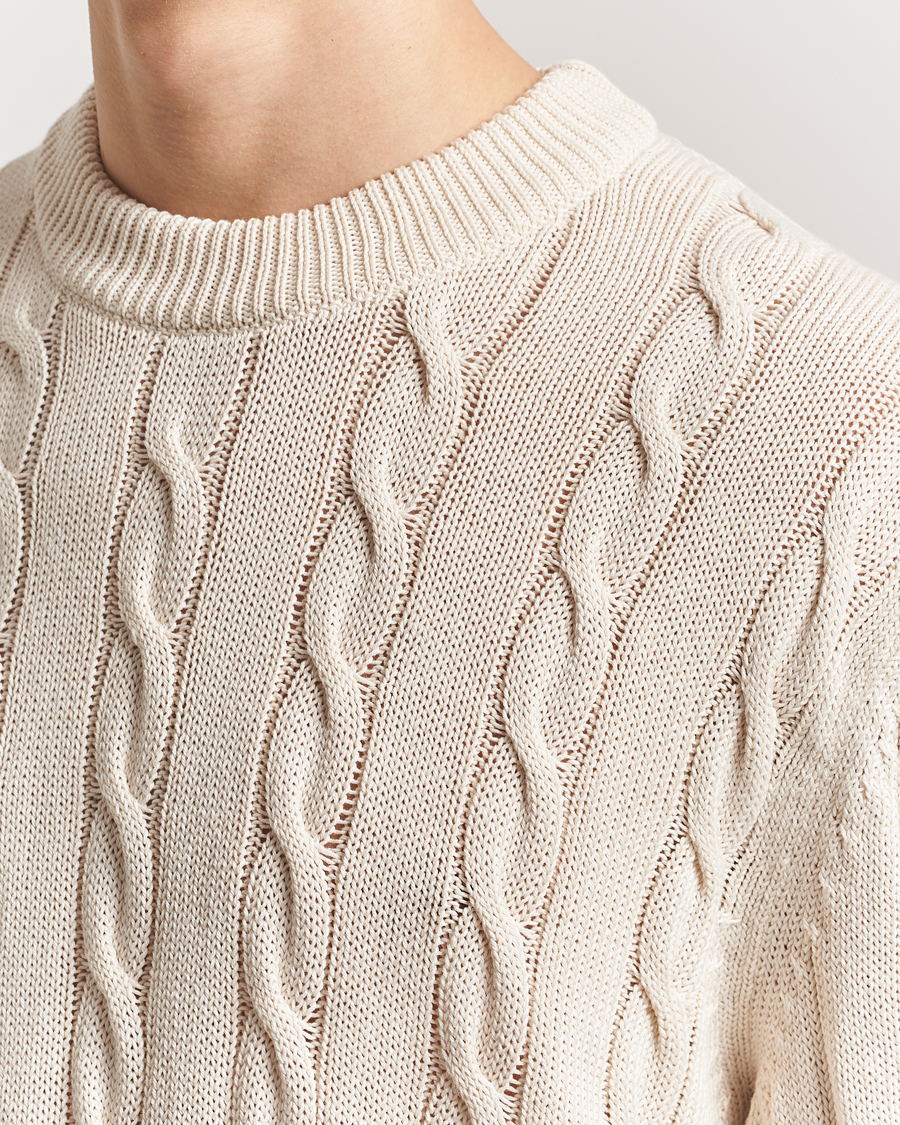 Herre | Gensere | GANT 240 Mulberry Street | Cable Crew Neck Sweater Cream