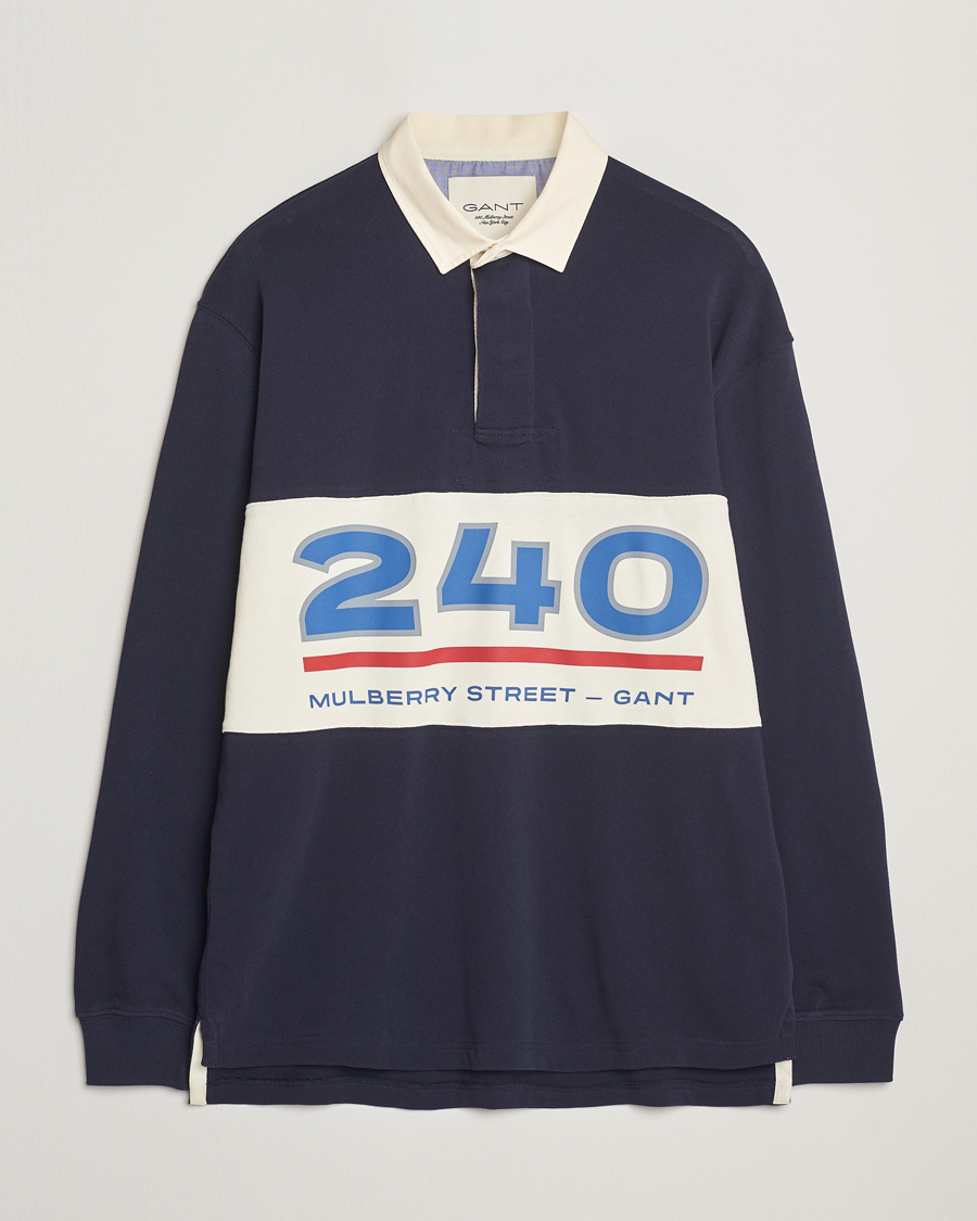 Herre | Gensere | GANT 240 Mulberry Street | Graphic Block Heavy Rugger Evening Blue