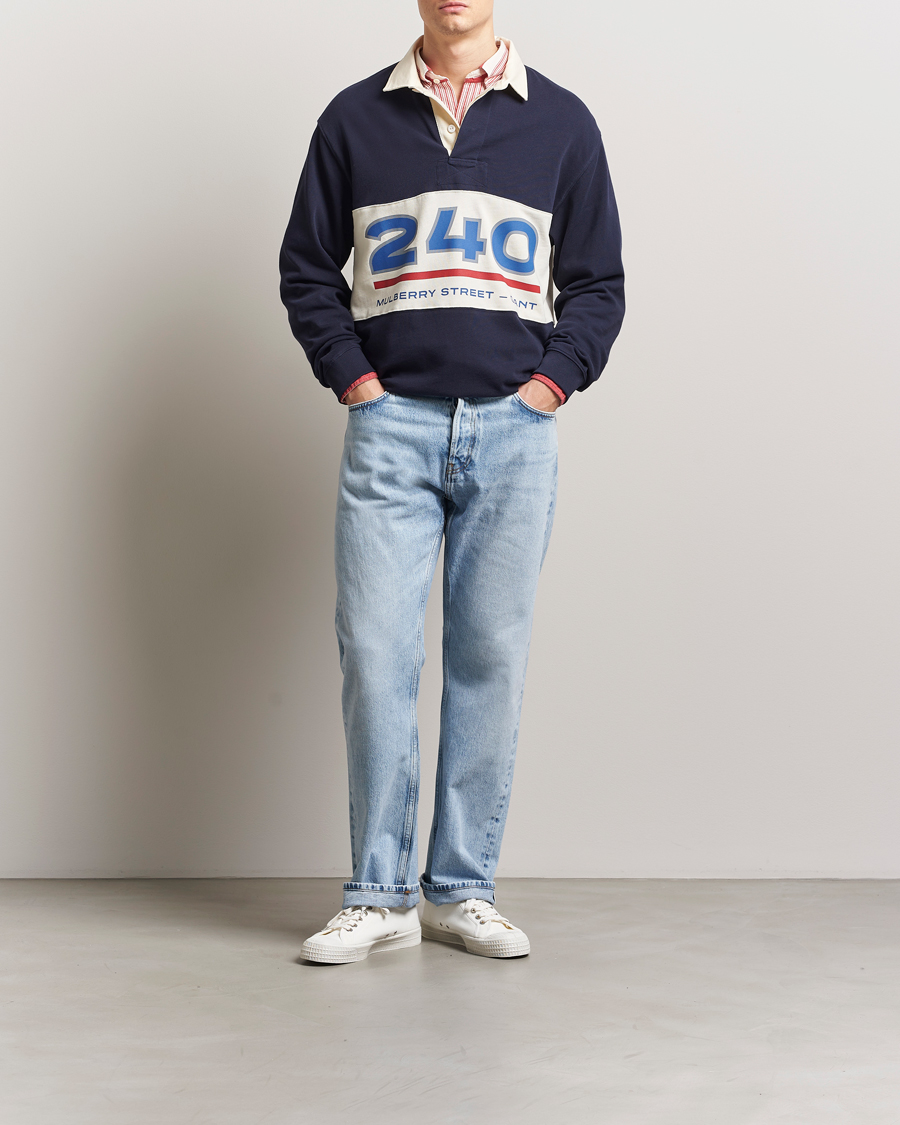 Herre | Gensere | GANT 240 Mulberry Street | Graphic Block Heavy Rugger Evening Blue