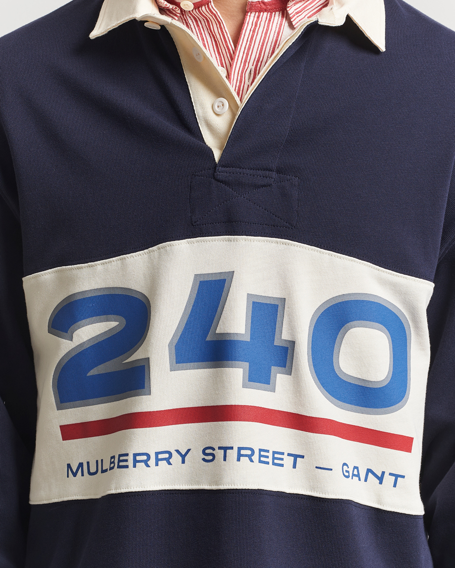 Herre | Gensere | GANT 240 Mulberry Street | Graphic Block Heavy Rugger Evening Blue