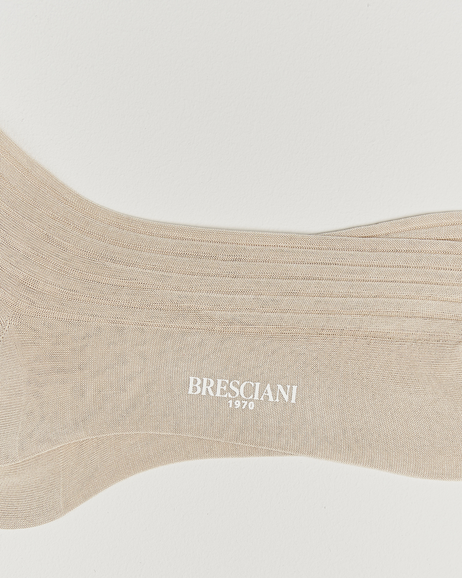Herre | Undertøy | Bresciani | Cotton Ribbed Short Socks Light Beige