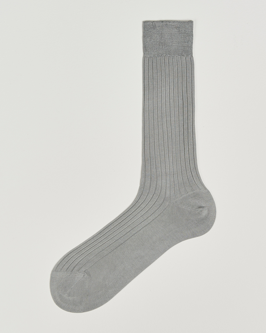 Herre | Undertøy | Bresciani | Cotton Ribbed Short Socks Light Grey Melange