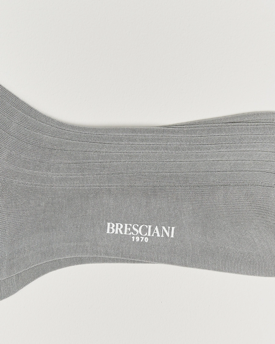 Herre | Undertøy | Bresciani | Cotton Ribbed Short Socks Light Grey Melange