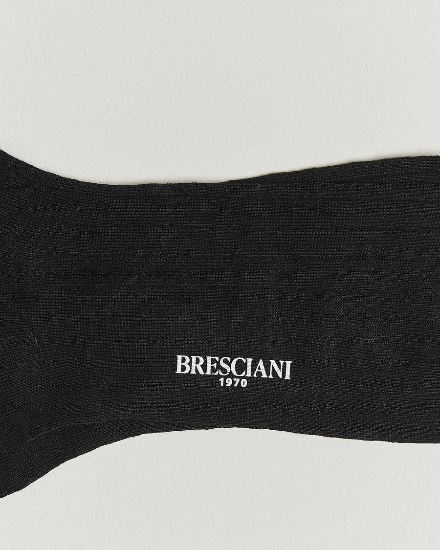 Herre | Undertøy | Bresciani | Linen Ribbed Short Socks Black