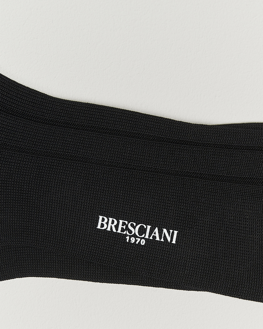 Herre | Undertøy | Bresciani | Wide Ribbed Cotton Socks Black
