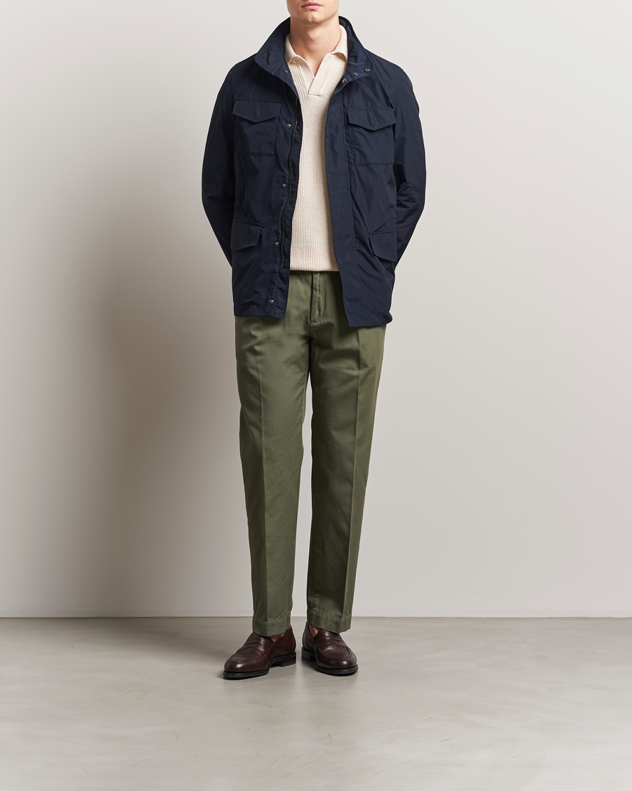 Herre | Jakker | Incotex | Technical Nylon Field Jacket Navy