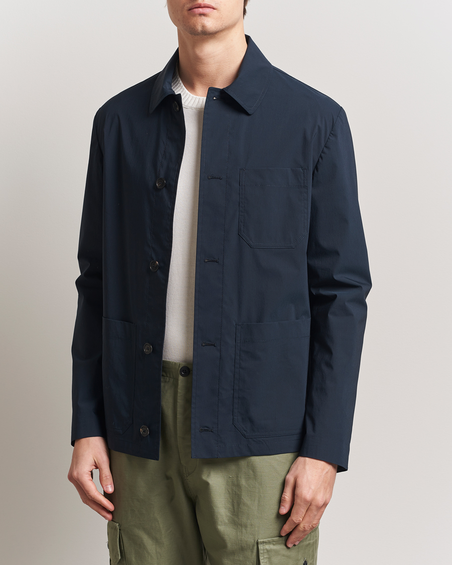 Herre | Jakker | Incotex | Cotton Poplin Shirt Jacket Navy