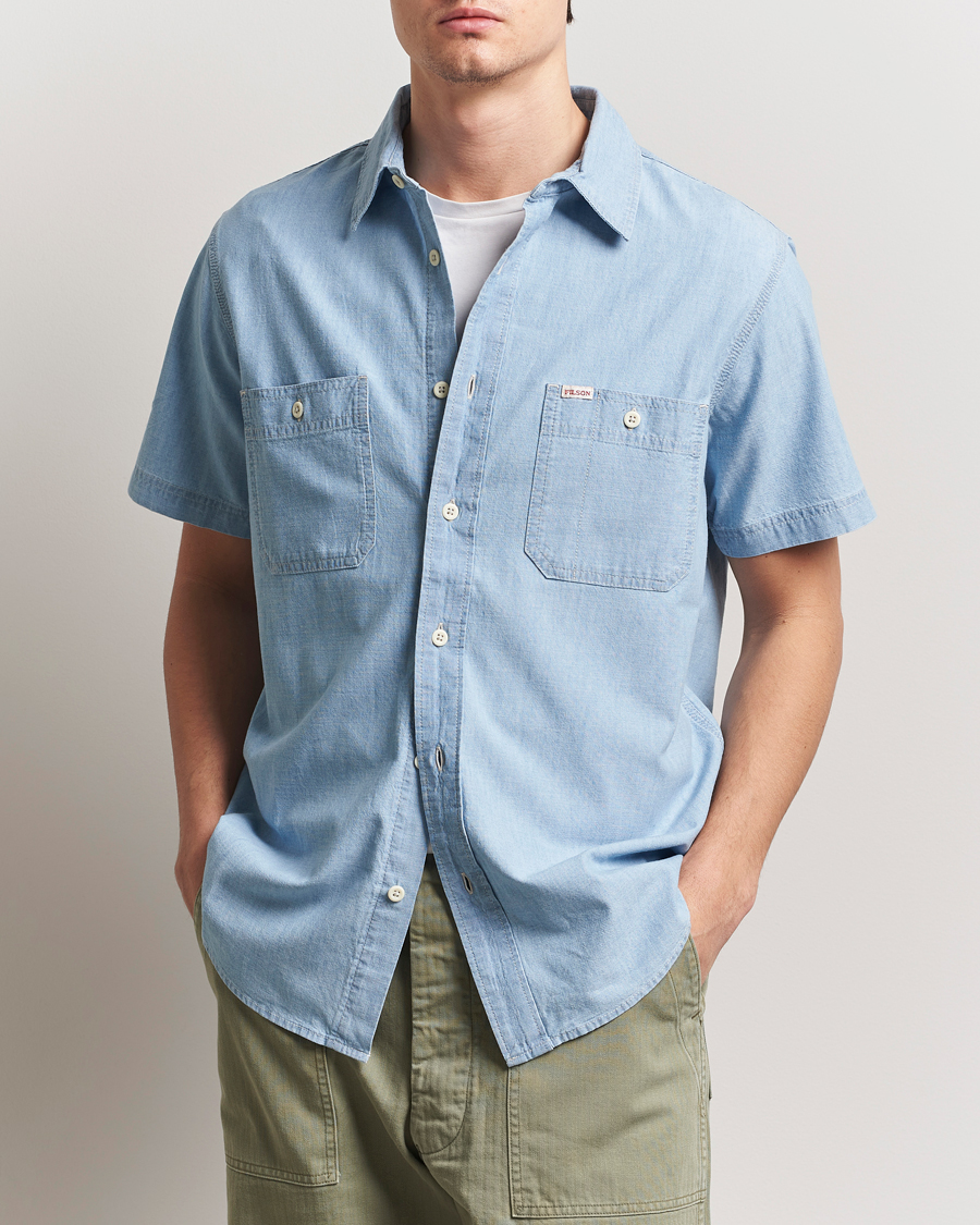 Herre | Skjorter | Filson | Short Sleeve Chambray Shirt Light Indigo