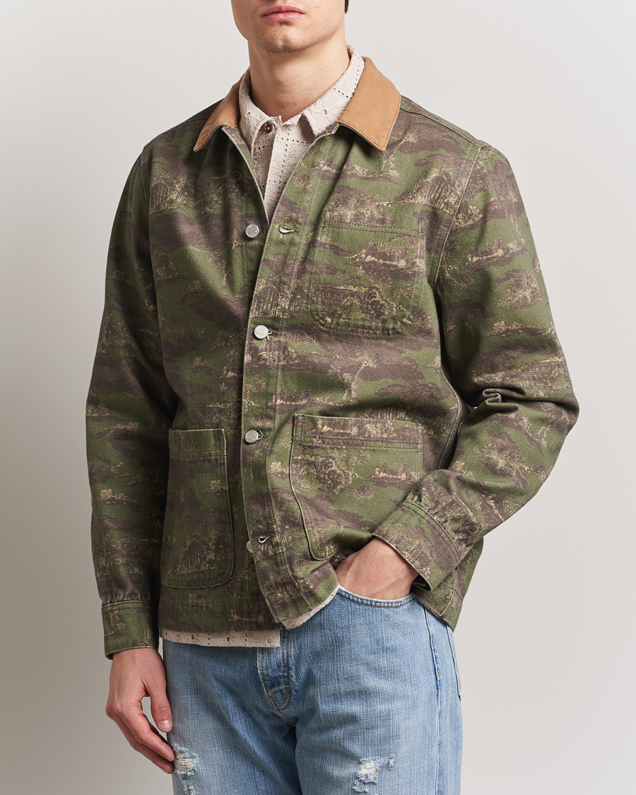 Herre | Skjorter | LES DEUX | Layton AOP Denim Overshirt Camo