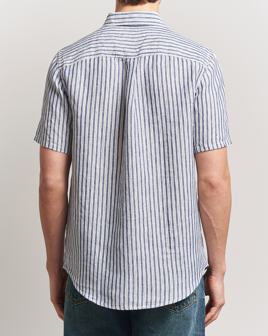 Herre | Skjorter | LES DEUX | Kris Linen Short Sleeve Shirt Ivory/Blueprint