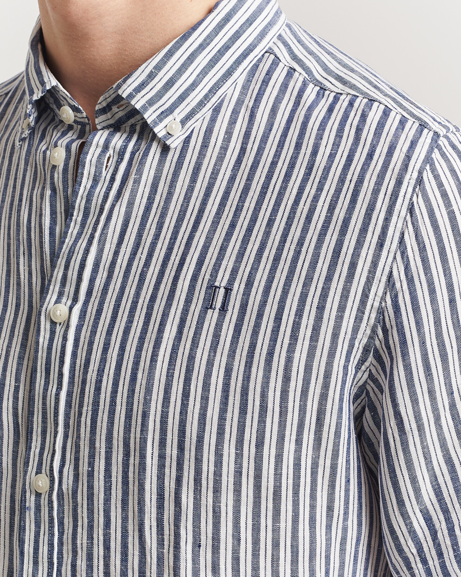 Herre | Skjorter | LES DEUX | Kris Linen Short Sleeve Shirt Ivory/Blueprint