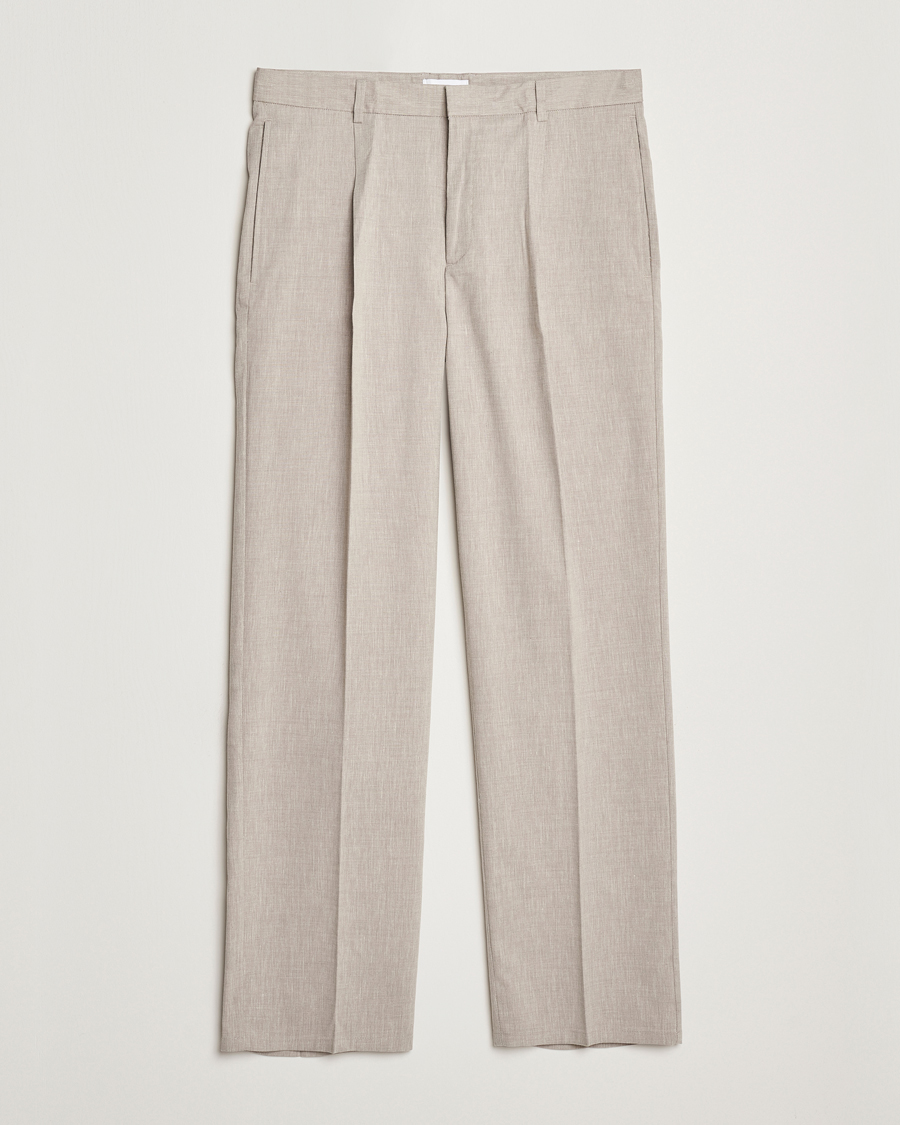 Herre | Bukser | LES DEUX | Reece Pleated Slub Suit Pants Light Sand