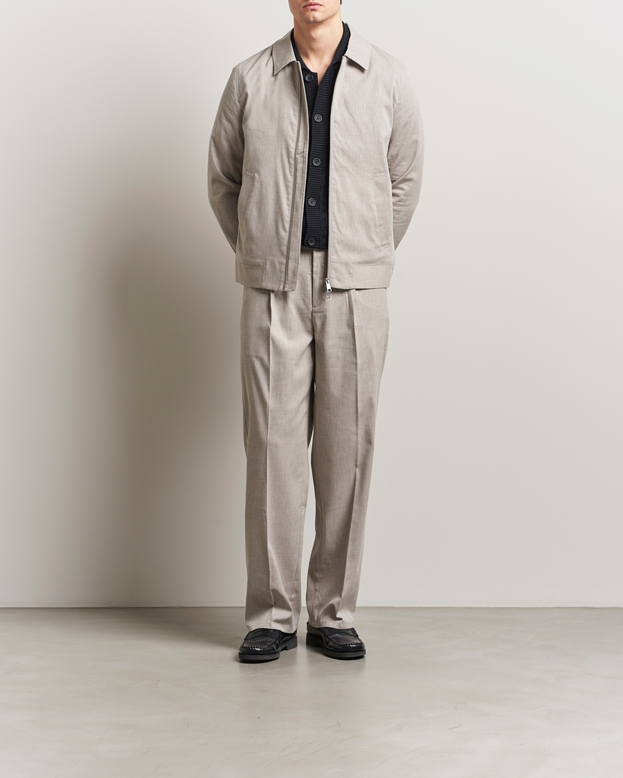 Herre | Bukser | LES DEUX | Reece Pleated Slub Suit Pants Light Sand
