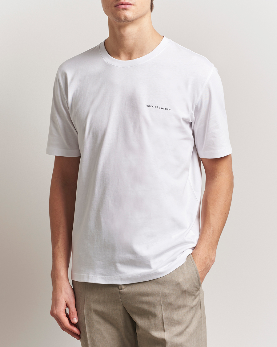 Herre | T-Shirts | Tiger of Sweden | Pro Cotton Logo T-Shirt Pure White