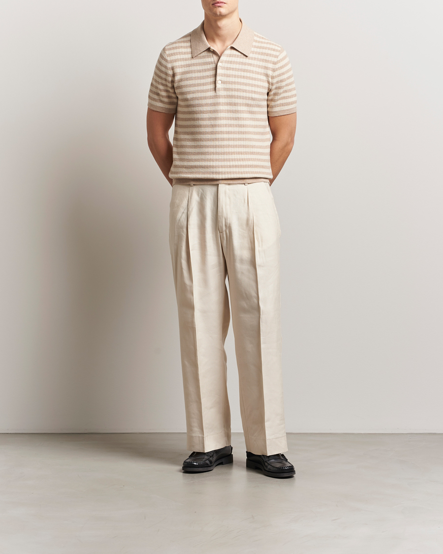Herre | Pikéer | Tiger of Sweden | Erros Knitted Striped Polo Practical Beige