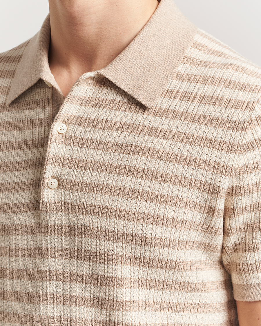 Herre | Pikéer | Tiger of Sweden | Erros Knitted Striped Polo Practical Beige