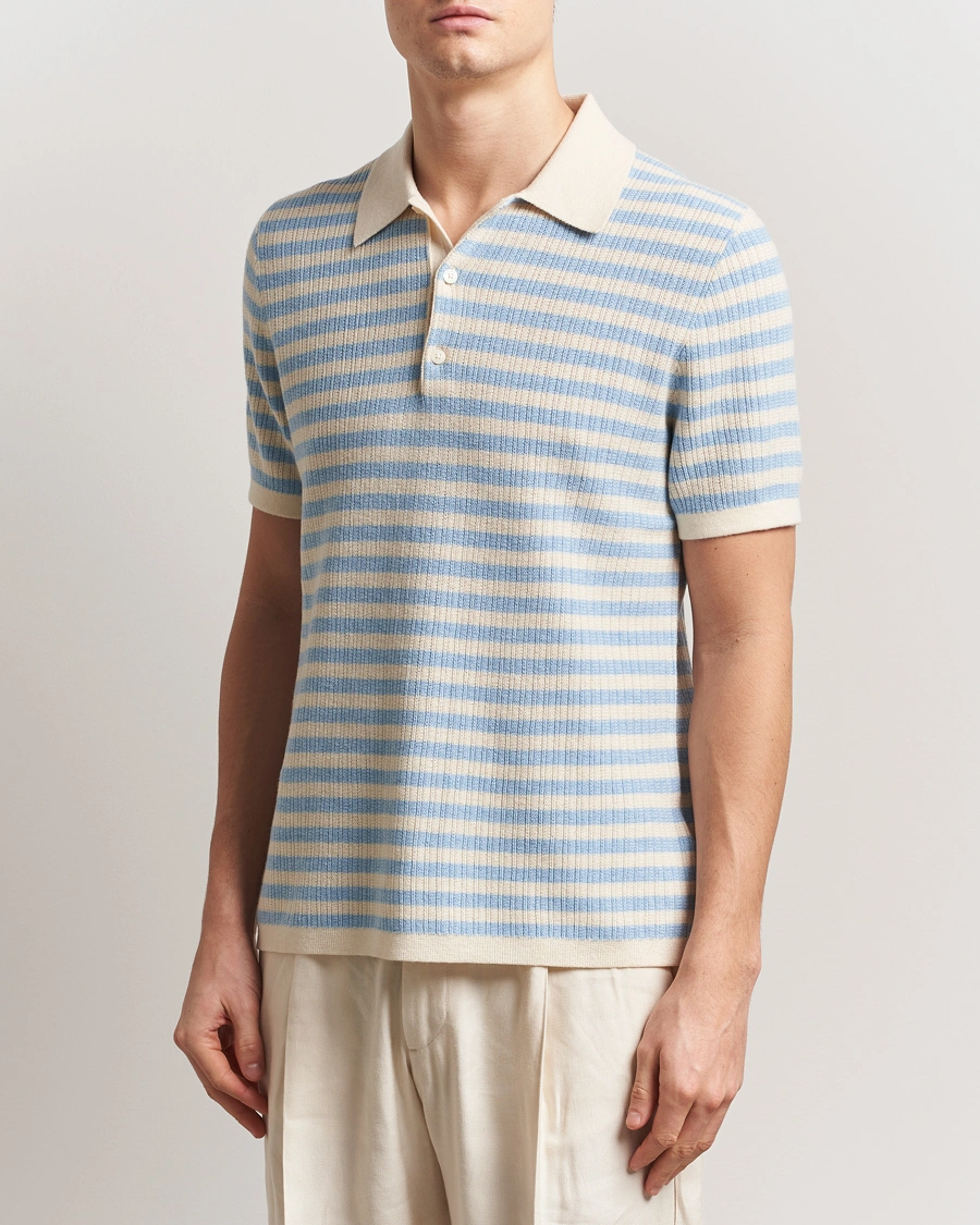 Herre | Pikéer | Tiger of Sweden | Erros Knitted Striped Polo Light Blue