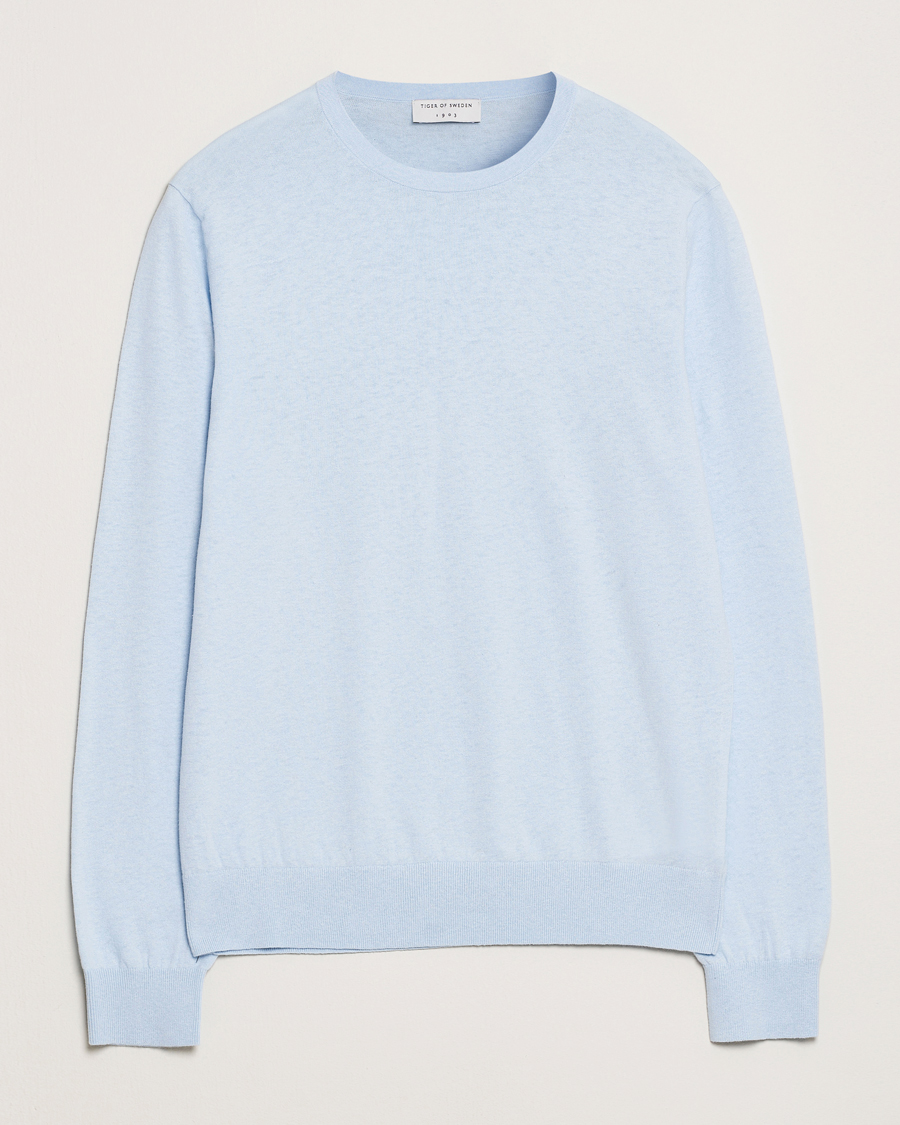 Herre | Gensere | Tiger of Sweden | Connor Linen/Cotton Sweater Light Blue
