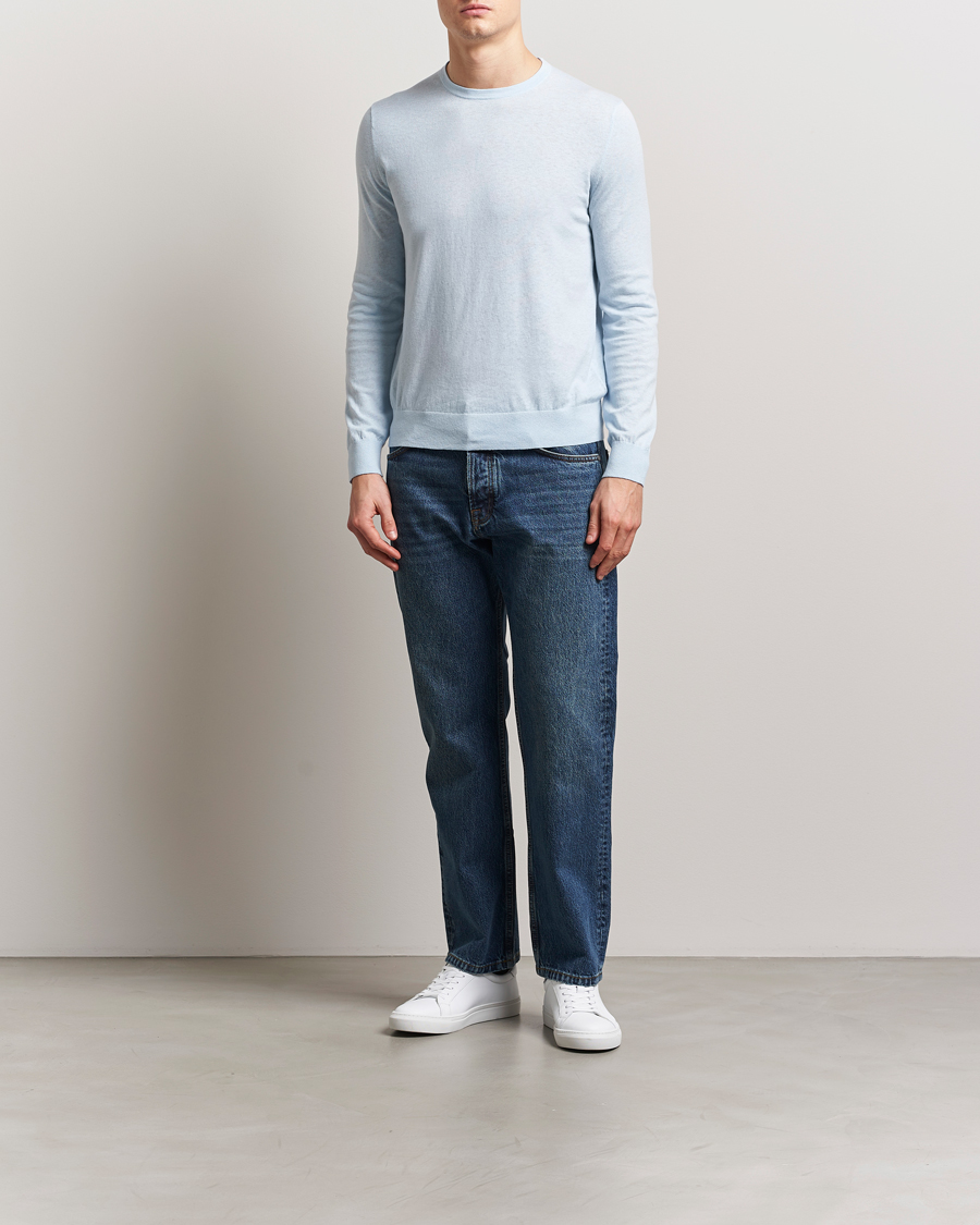 Herre | Gensere | Tiger of Sweden | Connor Linen/Cotton Sweater Light Blue