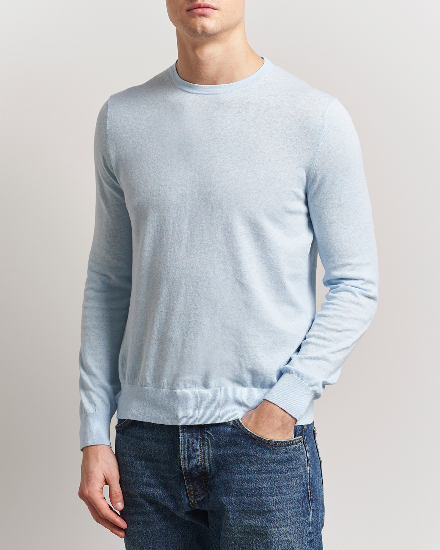 Herre | Gensere | Tiger of Sweden | Connor Linen/Cotton Sweater Light Blue