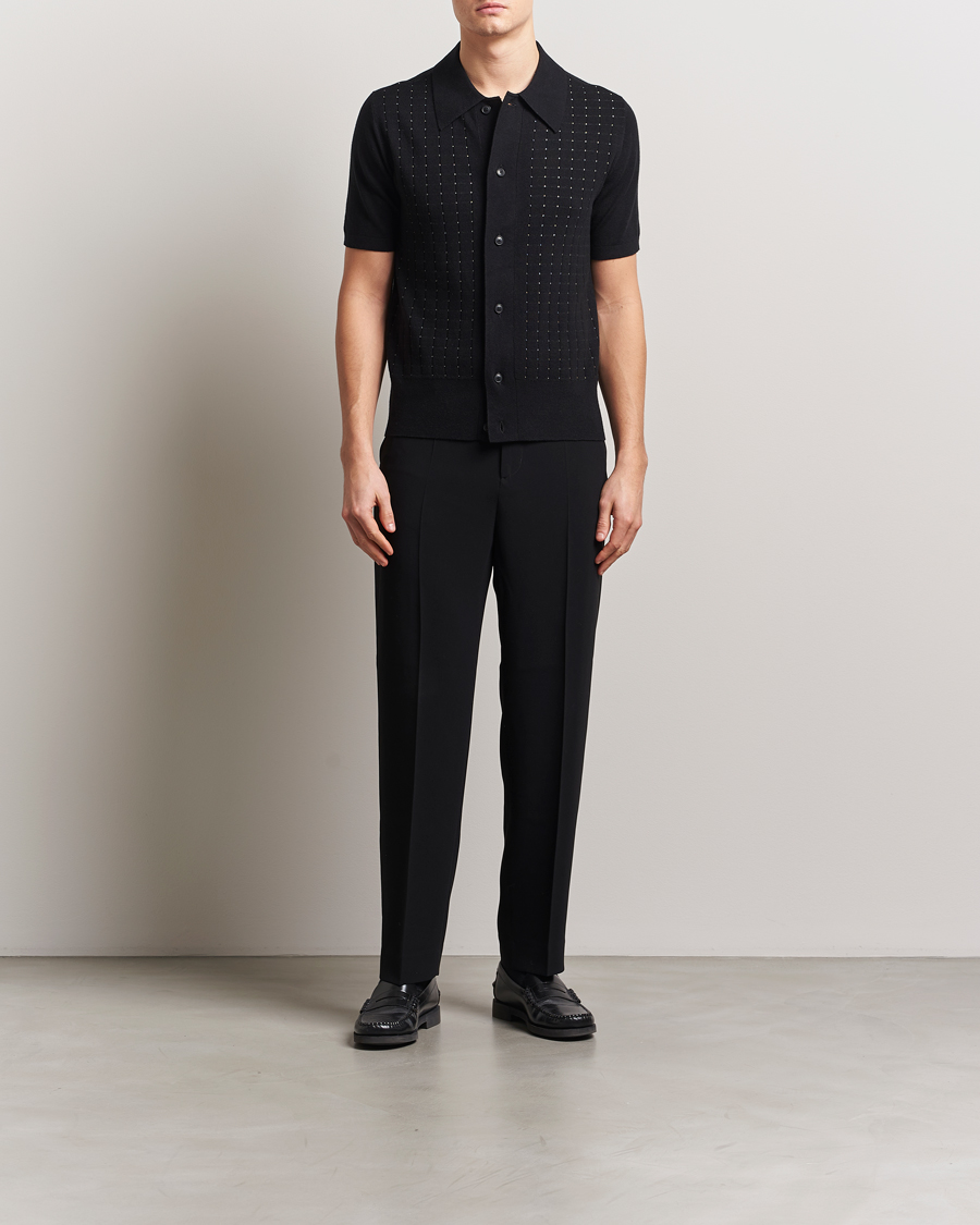 Herre | Skjorter | Tiger of Sweden | Araawen Knitted Short Sleeve Shirt Black