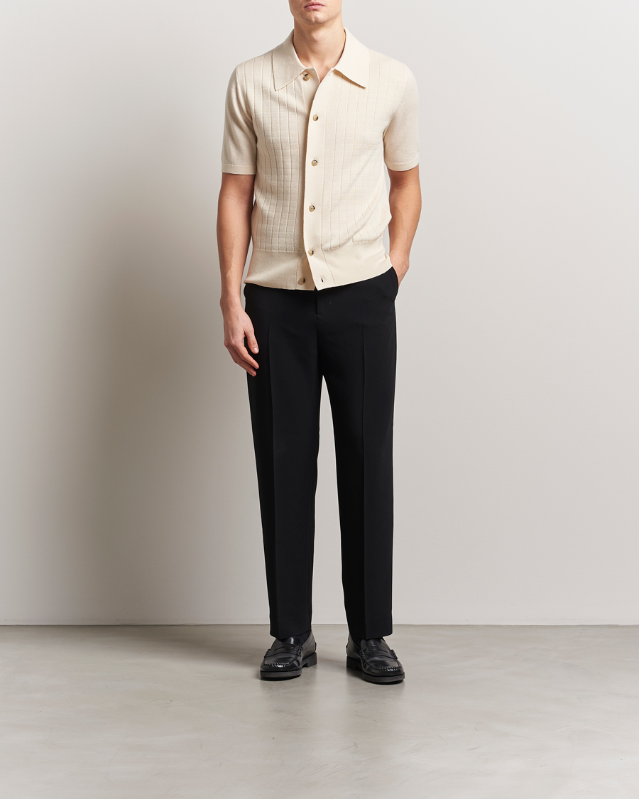 Herre | Skjorter | Tiger of Sweden | Araawen Knitted Short Sleeve Shirt Off White