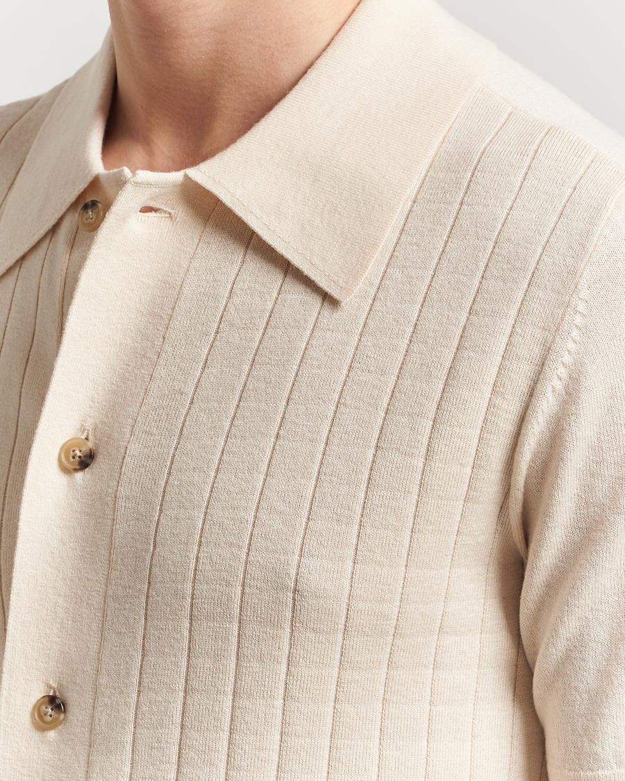 Herre | Skjorter | Tiger of Sweden | Araawen Knitted Short Sleeve Shirt Off White