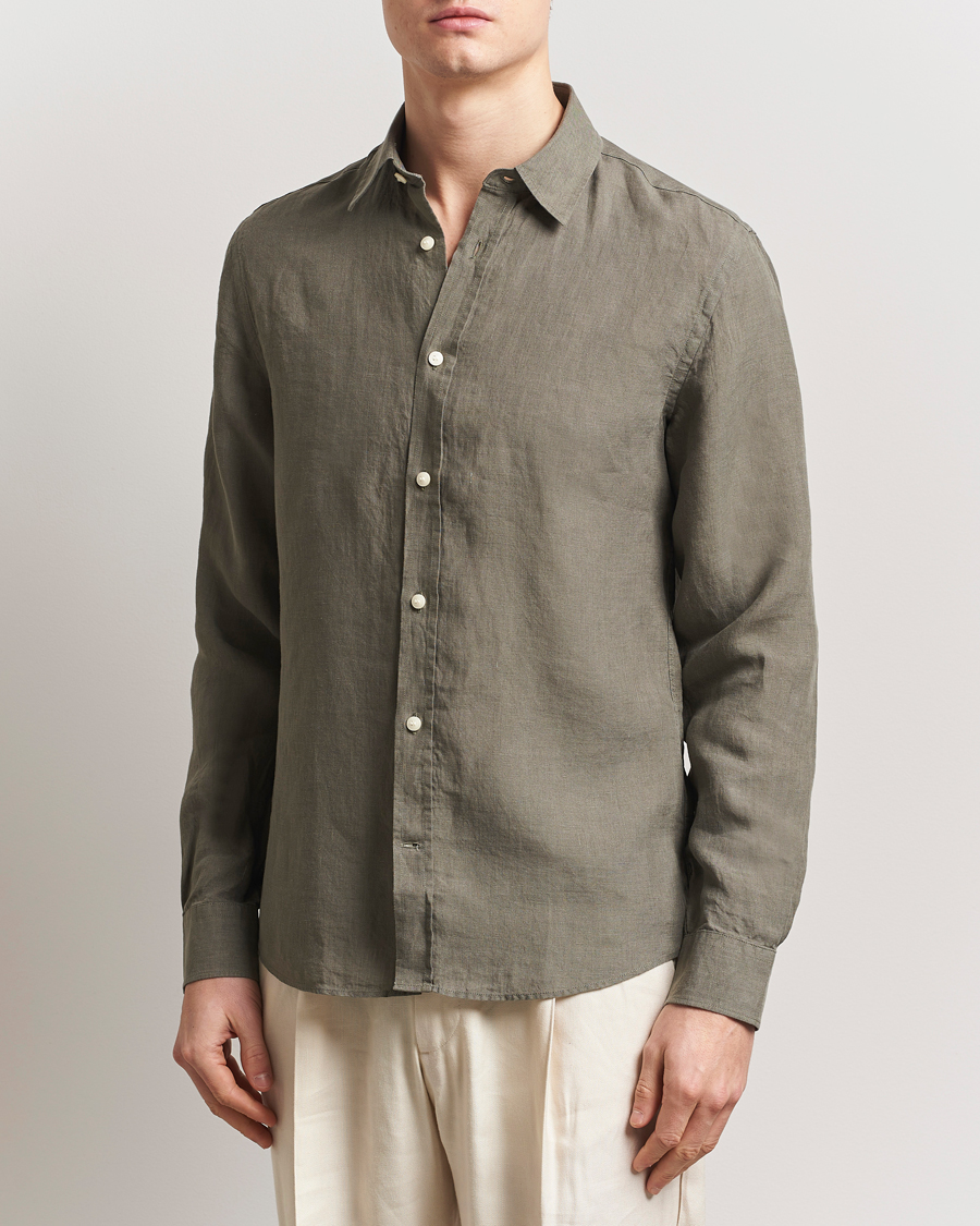 Herre | Skjorter | Tiger of Sweden | Spenser Linen Shirt Thyme Green