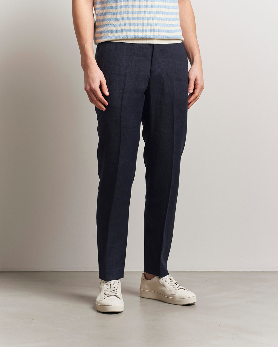 Herre | Bukser | Tiger of Sweden | Tannen Linen Drawstring Trousers Midnight Blue