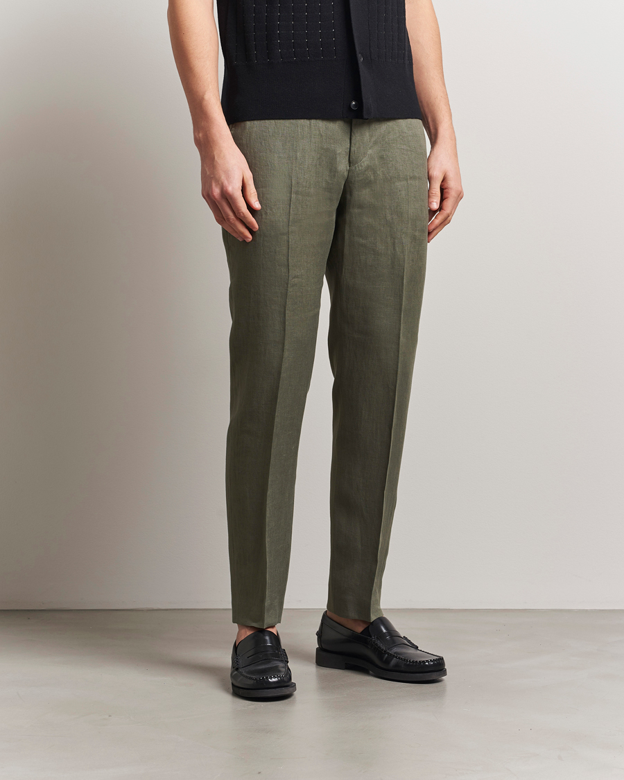 Herre | Bukser | Tiger of Sweden | Tannen Linen Drawstring Trousers Thyme Green